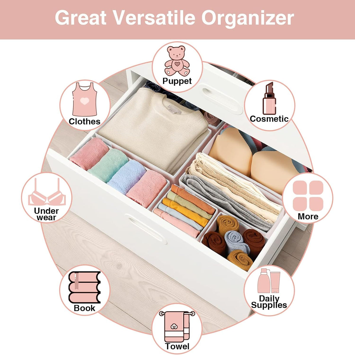 8 Pack Underwear Drawer Organizer, Drawer Organizer Clothes, Foldable Cloth Storage Box Closet