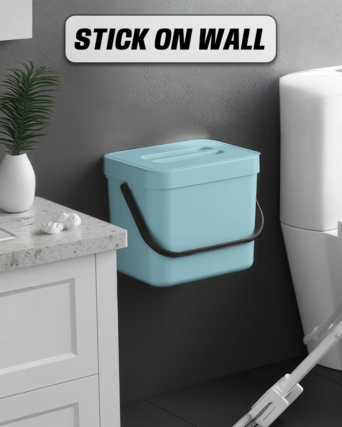 Kitchen Compost Bin - 1.8 Gallons Hanging Trash Can with Lid for Kitchen Cabinet Door, Under Sink