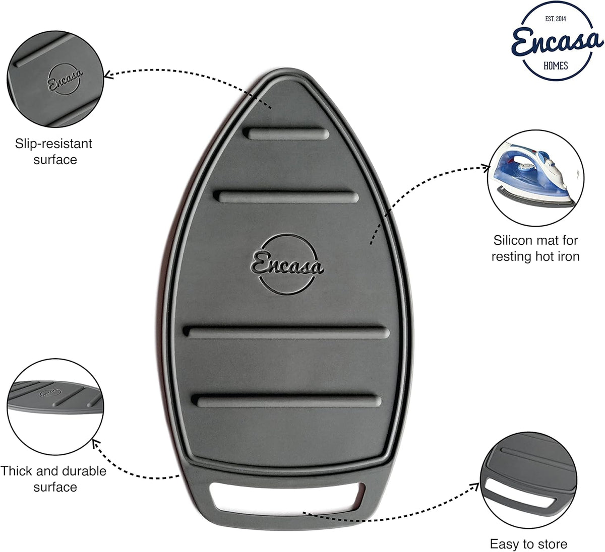 Encasa XO Silicon Mat for Hot Iron Rest - Heat Resistant, Anti - Slip, Thicker Pad for Protecting