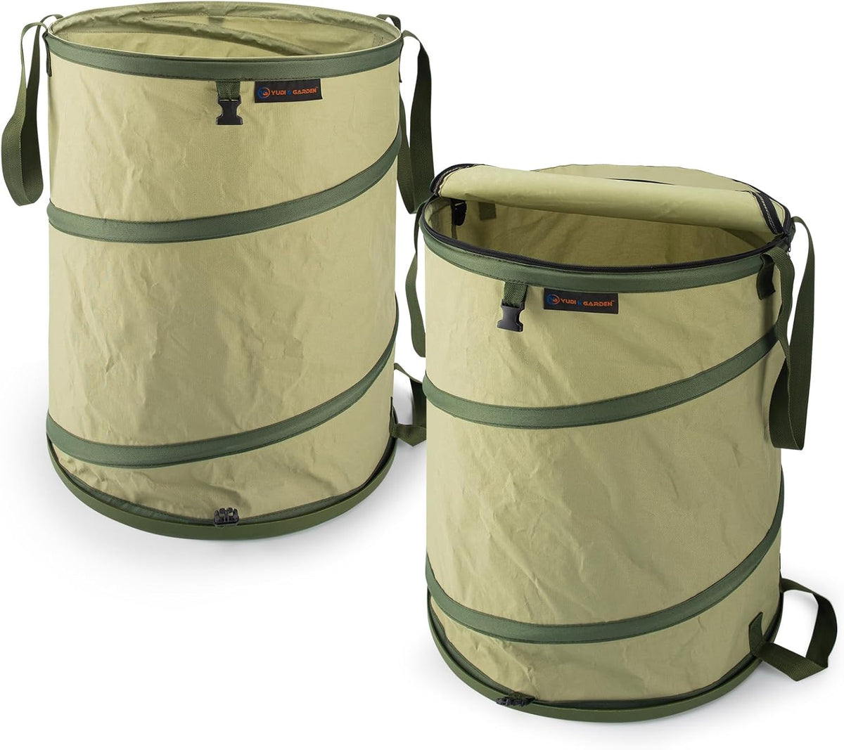 YUDI & GARDEN 29 Gallon Hard Bottom Collapsible Trash Can｜Collapsible Garden Bag｜Camping Trash Can