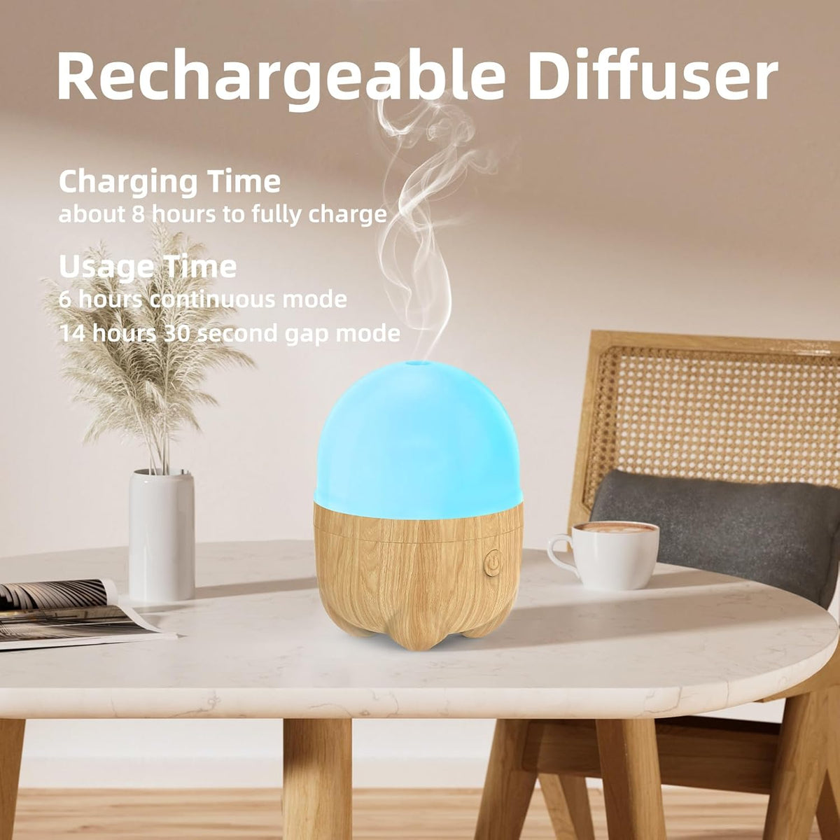 150ML Rechargeable Battery Essential Oil Diffuser, Portable Cordless Aromatherapy Diffuser with 7