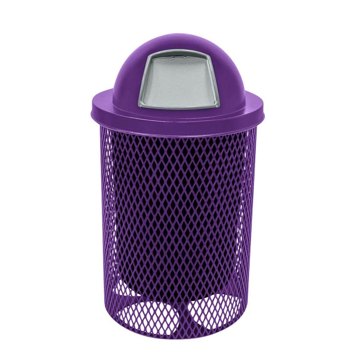 COATEDOUTDOORFURNITURE RDT-TXTPUR Heavy Duty 32 Gallon Round Trash Receptacle, Liner Included