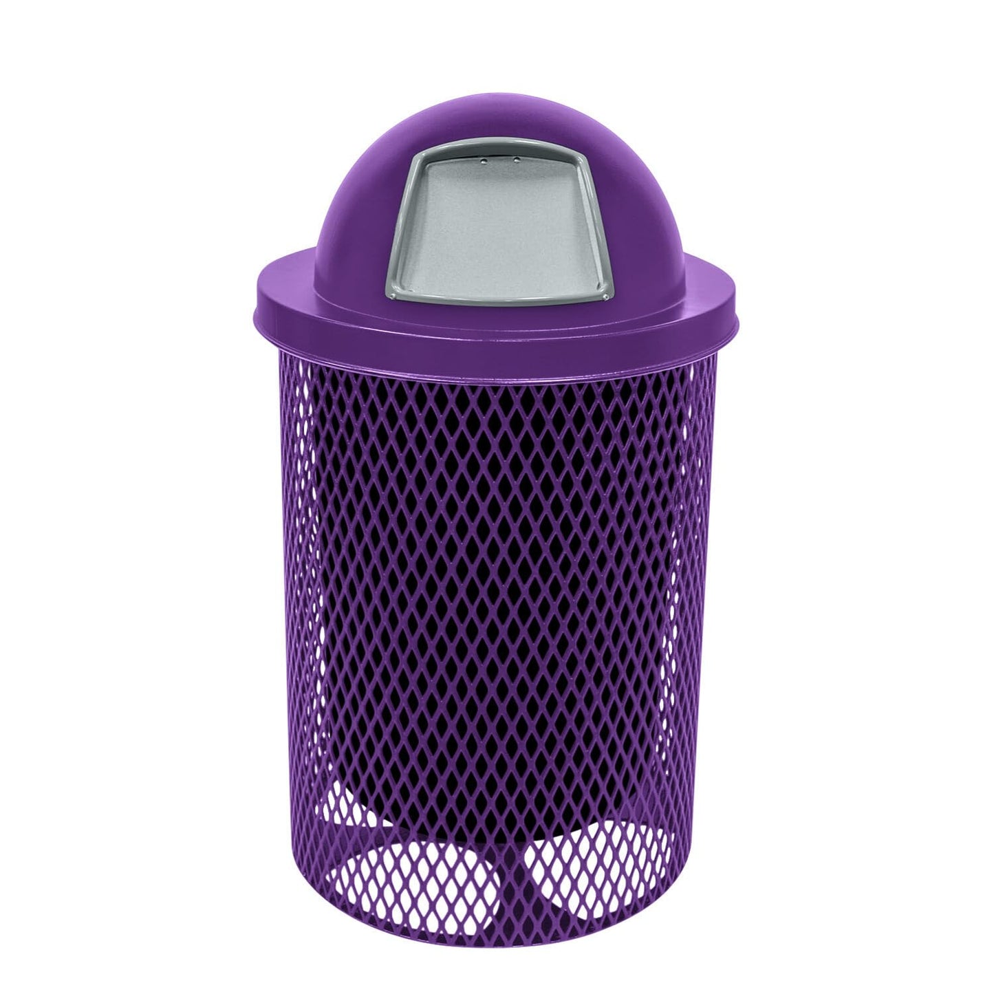 COATEDOUTDOORFURNITURE RDT-PUR Heavy Duty Round Trash Receptacle with Dome Top, Liner Included, 32