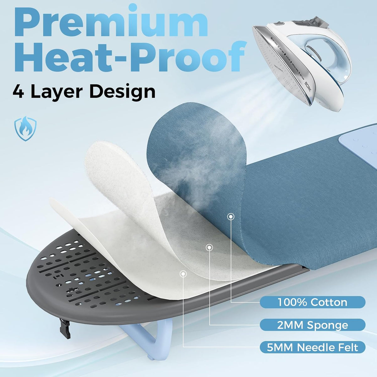 KINGBOARD Tabletop Ironing Board, Small Ironing Board with Iron Mat, Foldable Mini Iron Board, Easy