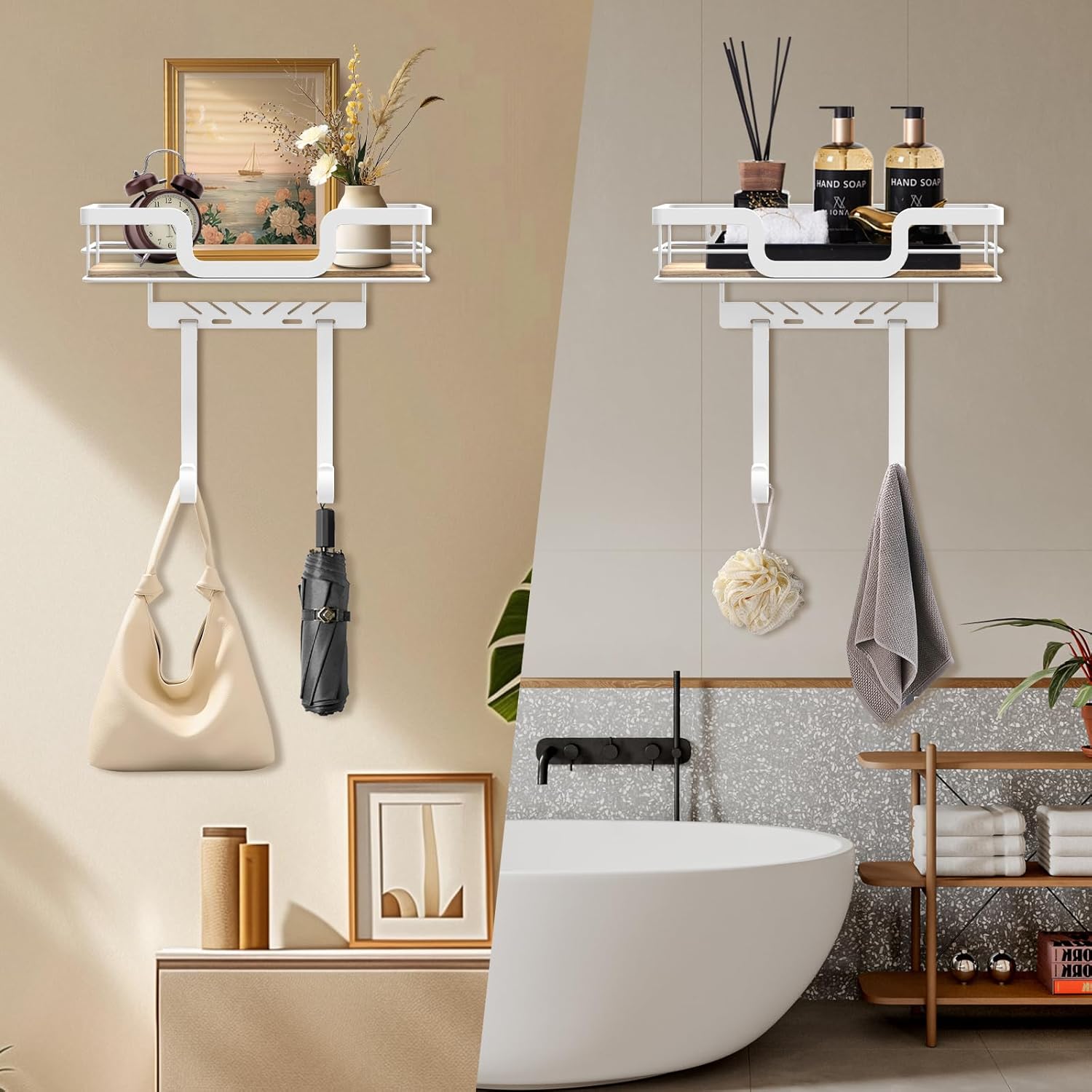 Ironing Board Holder Wall Mount, Laundry Room Organization Storage, White, T&V Shaped Space Saving