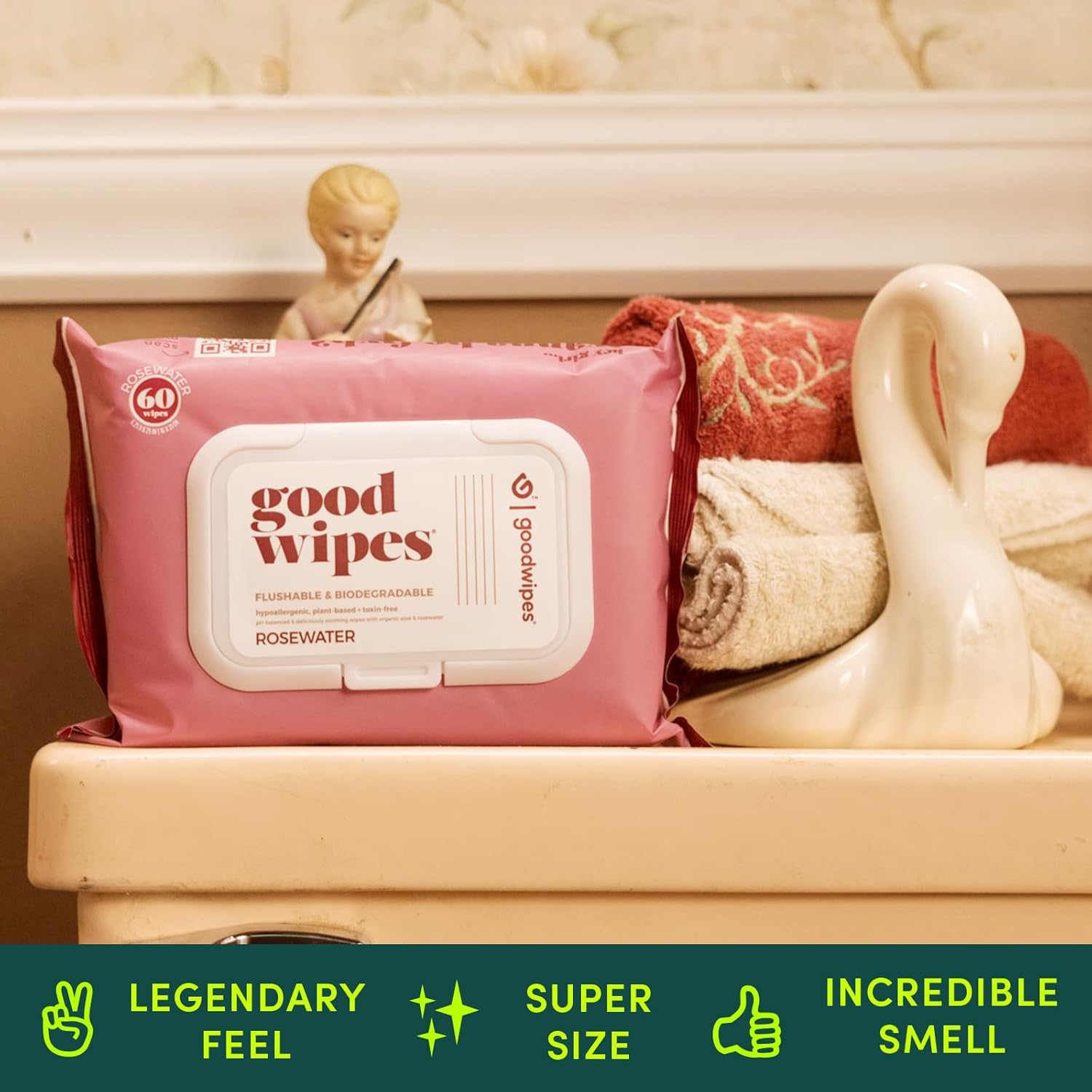 Goodwipes Flushable Wipes – Made with Vitamin E & Aloe – Soft, Individually Wrapped Butt & Feminine