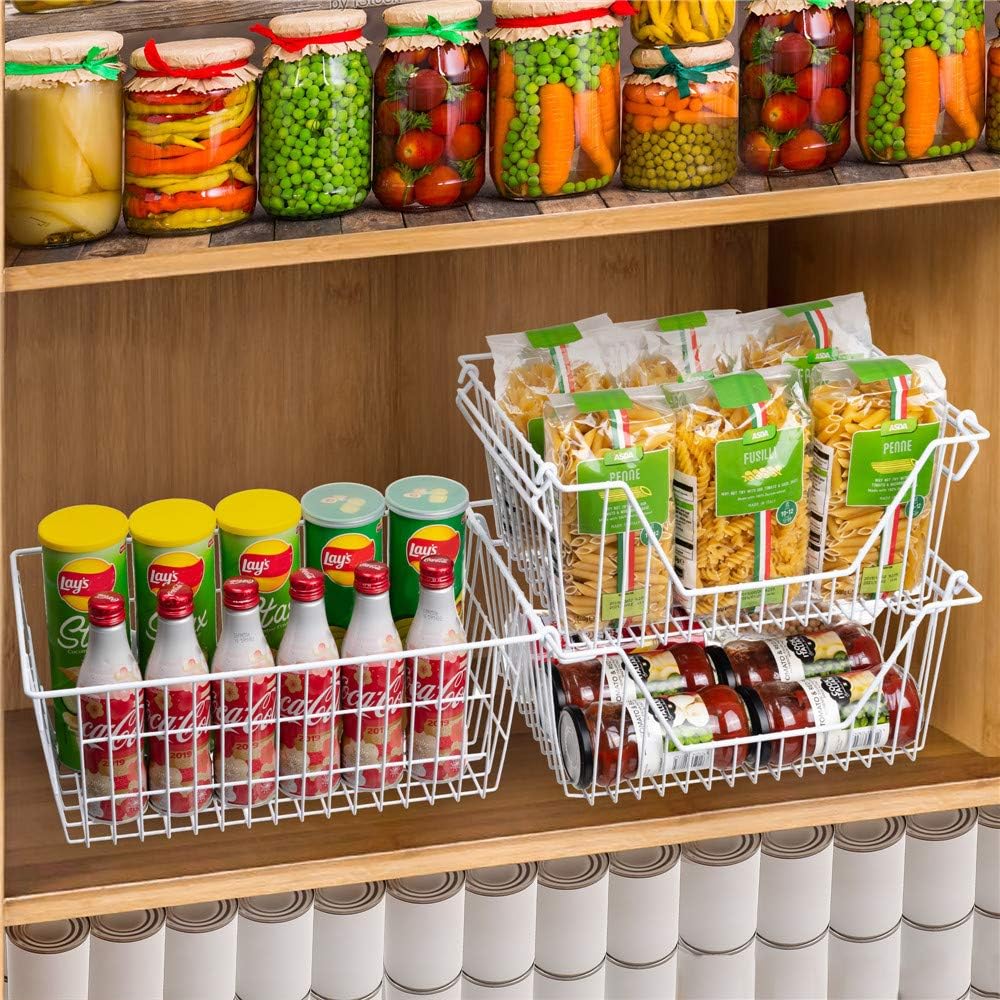 SANNO Freezer Baskets Wire Storage Baskets Closet Storage Baskets Bins Refrigerator Storage