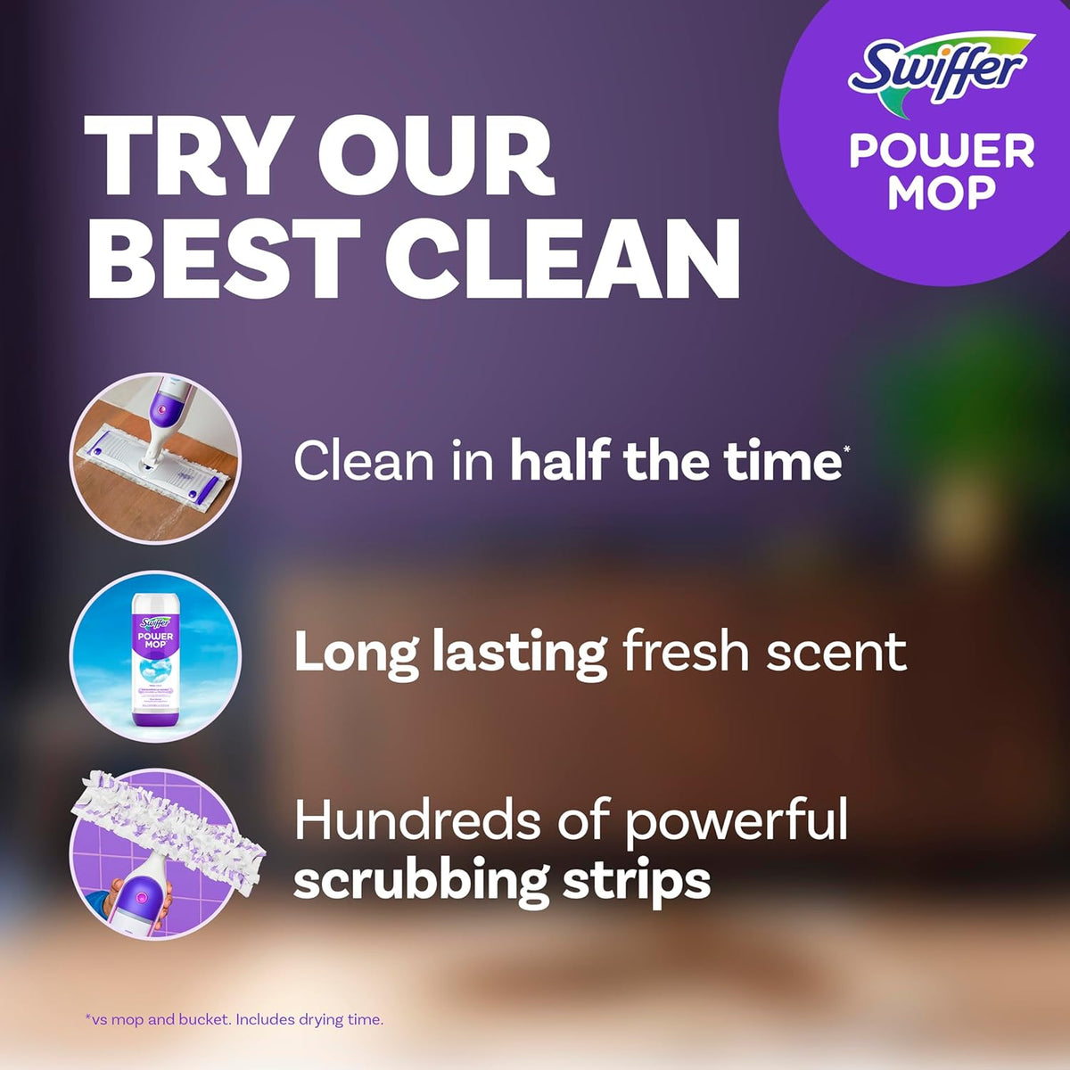 Swiffer PowerMop Multi-Surface Mop Kit for Floor Cleaning, Includes PowerMop, 2 Mopping Pad