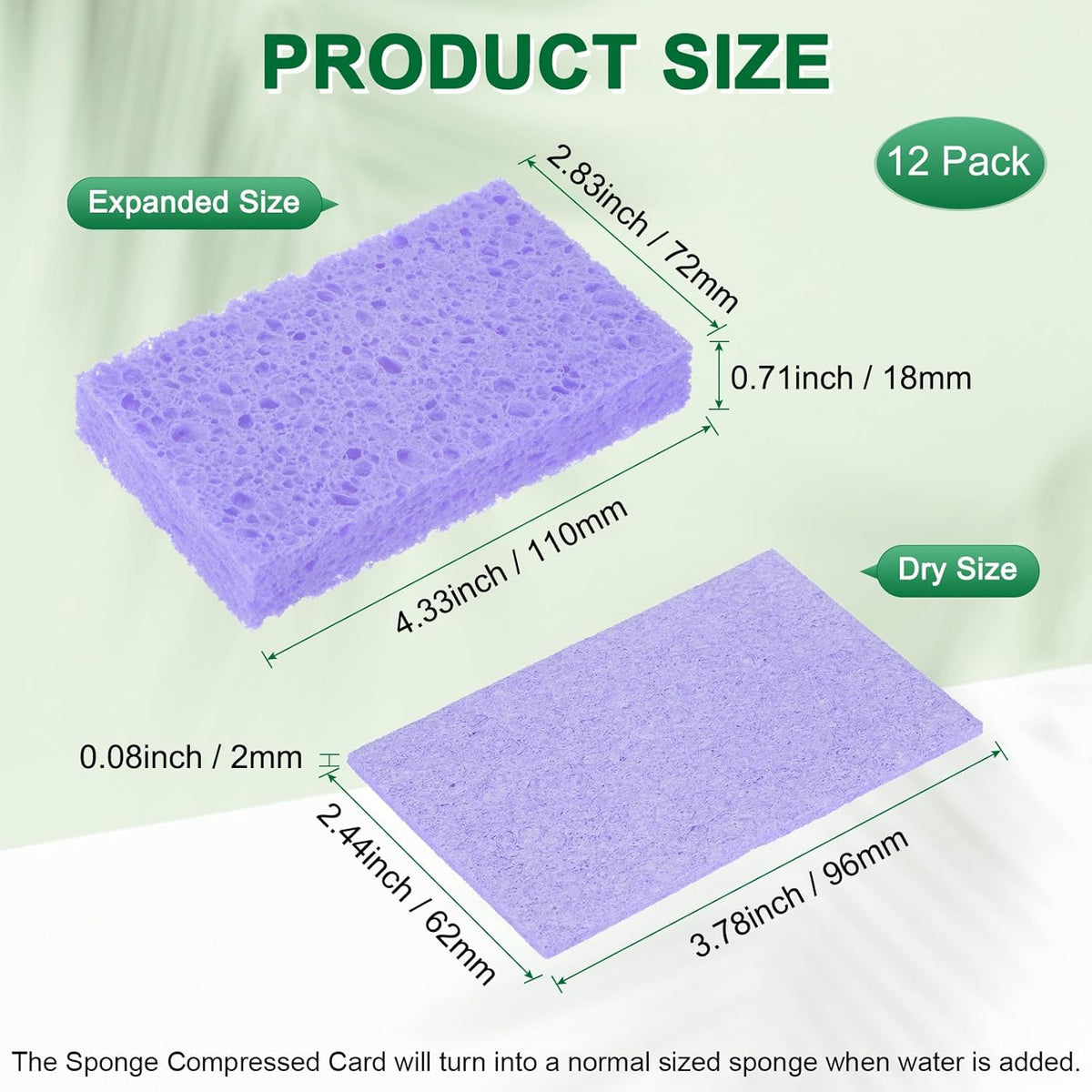 12-Pack Kitchen Sponges, Condense Eco Cellulose Non-Scratch Scrub Heavy Sponge for