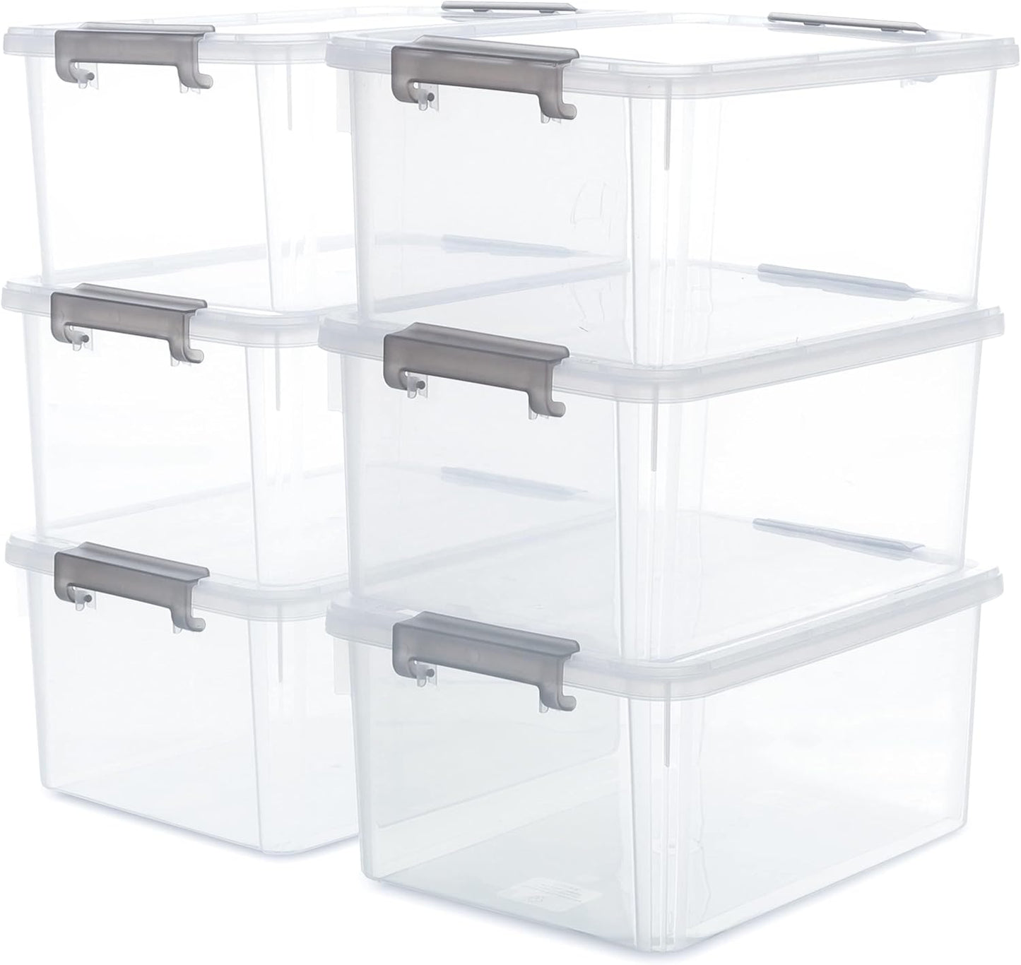 Citylife 6 Packs 17 QT Plastic Storage Bins with Lids Large Stackable Storage Containers for