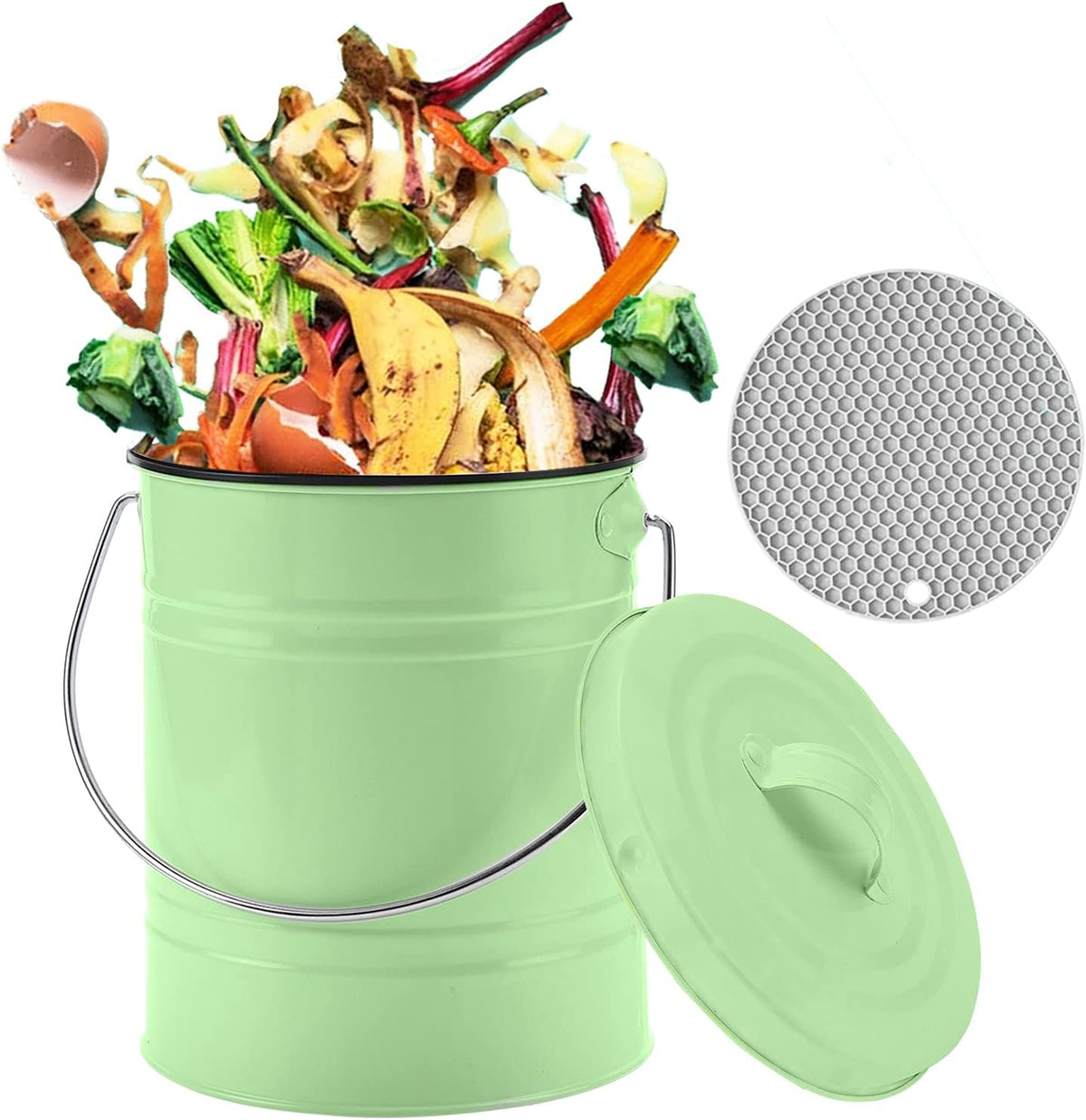 Compost Bin, LALASTAR Countertop Compost Bin with Lid, Kitchen Compost Container, Odorless Compost