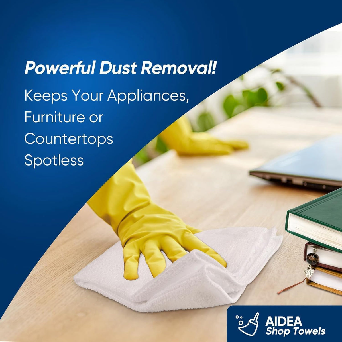 AIDEA Microfiber Cleaning Cloth White-100PK, Absorbent Cleaning Rags, Commercial Shop Rags
