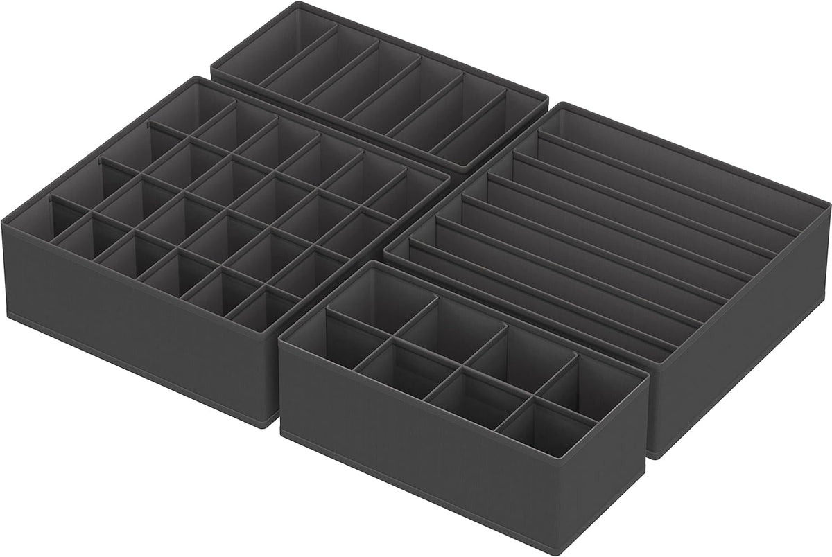 Simple Houseware 4-Pack Drawer Organizer Set - Closet Dividers for Underwear, Socks, Bras, Scarves