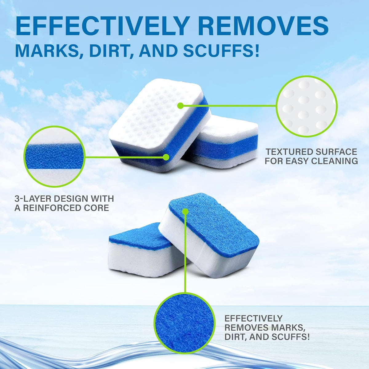 Marine Scuff Erasers | Magic Sponge Pads for Boats | Effectively Remove Dirt, Grease, Grime |
