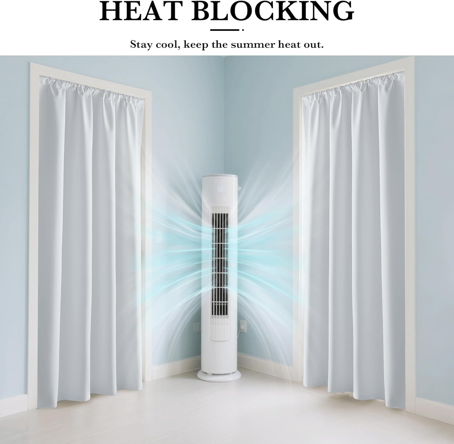 RYB HOME White Blackout Curtains for Bedroom, 100% Blackout Thermal Insulated Noise Reducing