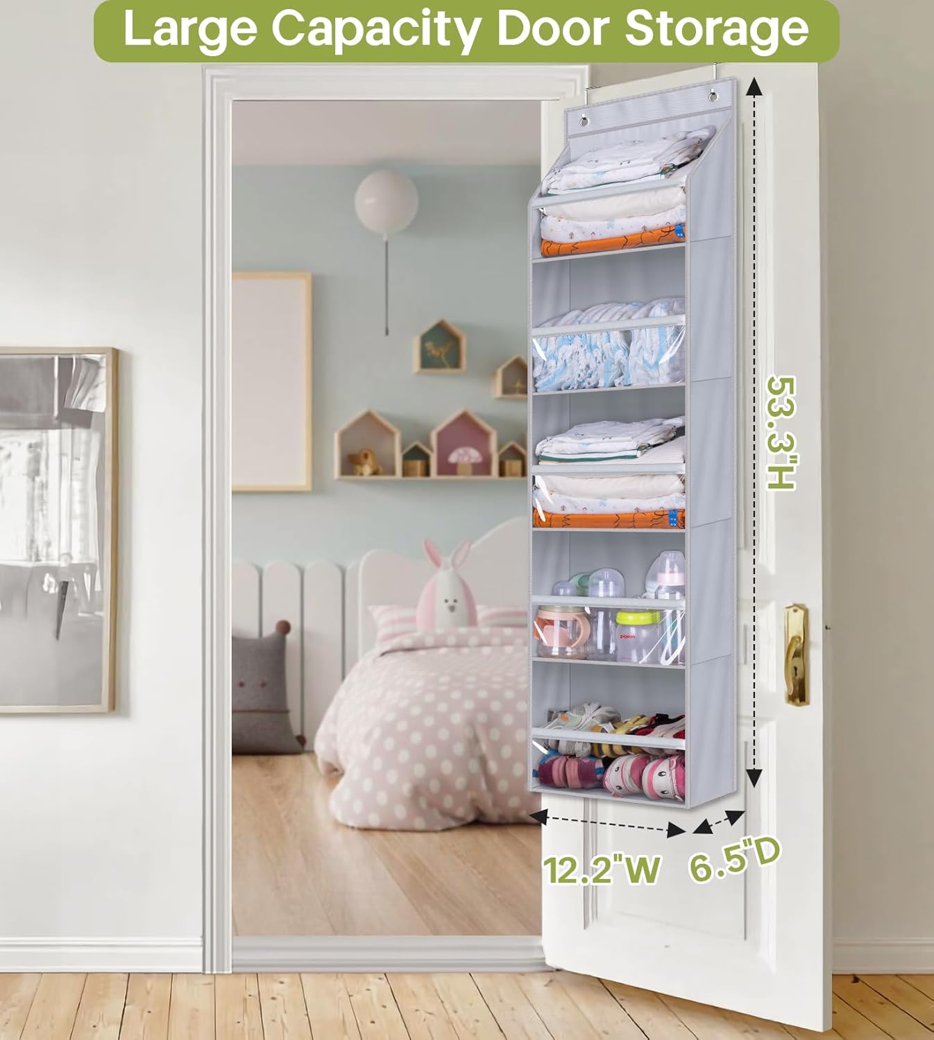 AOODA Over the Door Organizer, Large Capacity Closet Door Hanging Organizer, Clear Deep Pockets