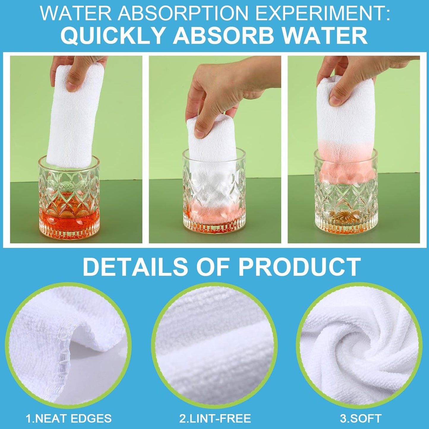 Nuenen Microfiber Cleaning Cloths for Cars 16 x 16 Inch Ultra Absorbent Car Towels Drying Reusable