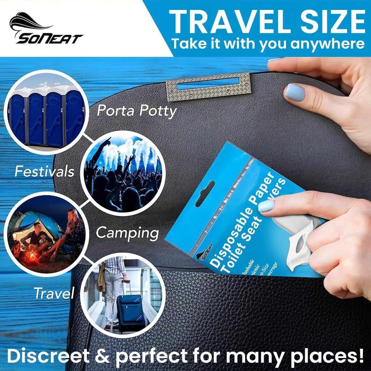 Disposable Toilet Seat Covers Flushable XL 50 Pack – Adults & Kids Potty Training Travel Toilet