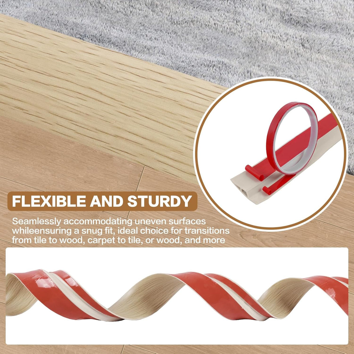 Floor Transition Strip Vinyl Door Threshold Ramp Self Adhesive Carpet Edging Strip Doorway Edge