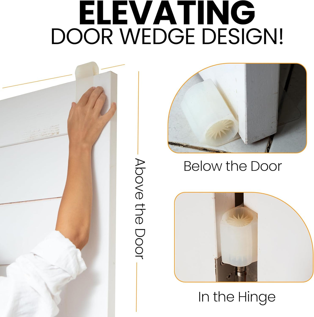 Ducki 2 Pack Door Wedge Stopper - 3 in 1 Thermoplastic Rubber Door Stop Wedge for The Top, Bottom