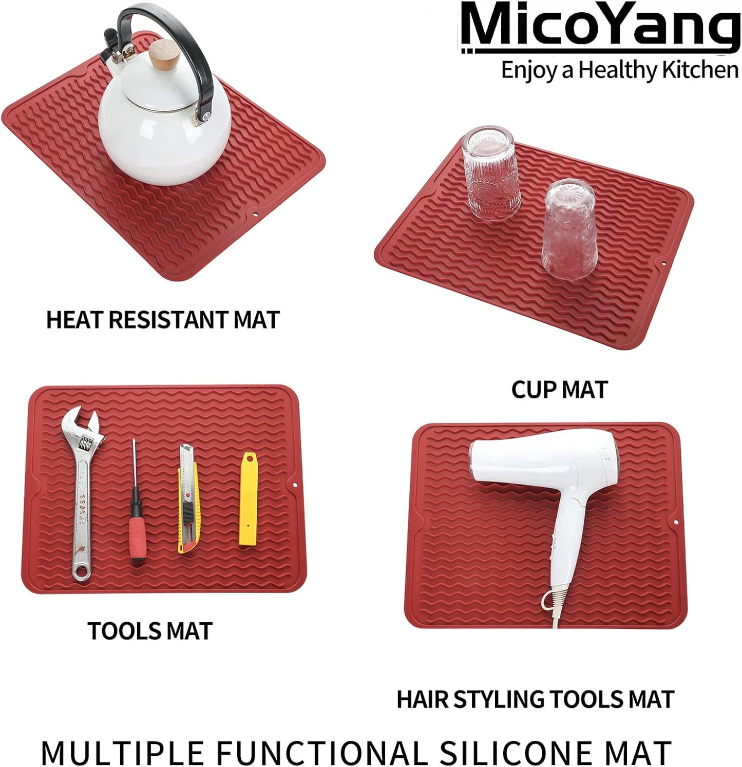 Silicone Dish Drying Mat for Multiple Usage,Easy clean,Eco-friendly,Heat-resistant Silicone Mat for