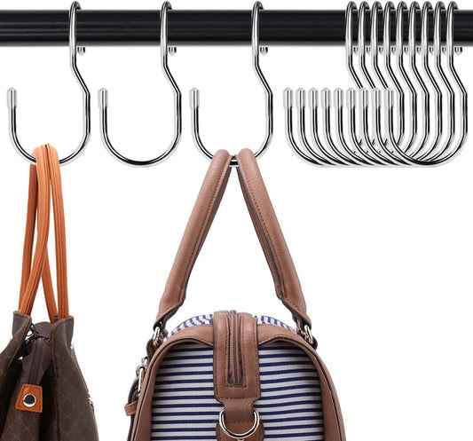 Unique Twist Design Bag Hanger Purse Hooks - 5 Inch Large Size Closet Rod Hooks for Hanging Bags
