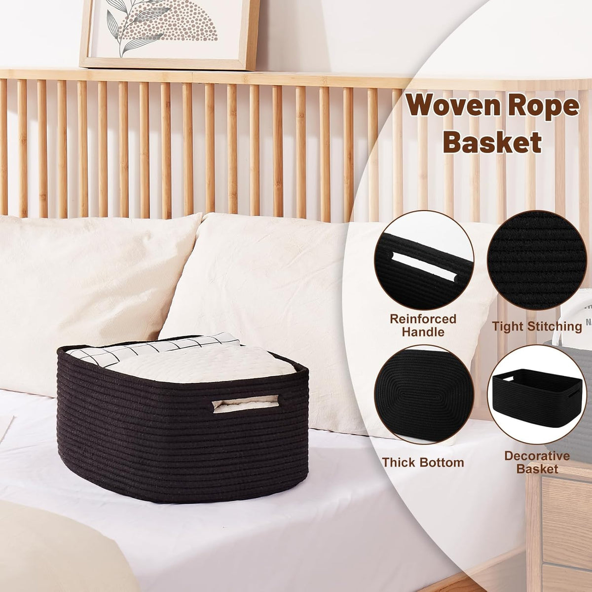 OIAHOMY Storage Basket for Shelves, Closet Cube Storage Bins Baskets for Clothes Blanket Towels