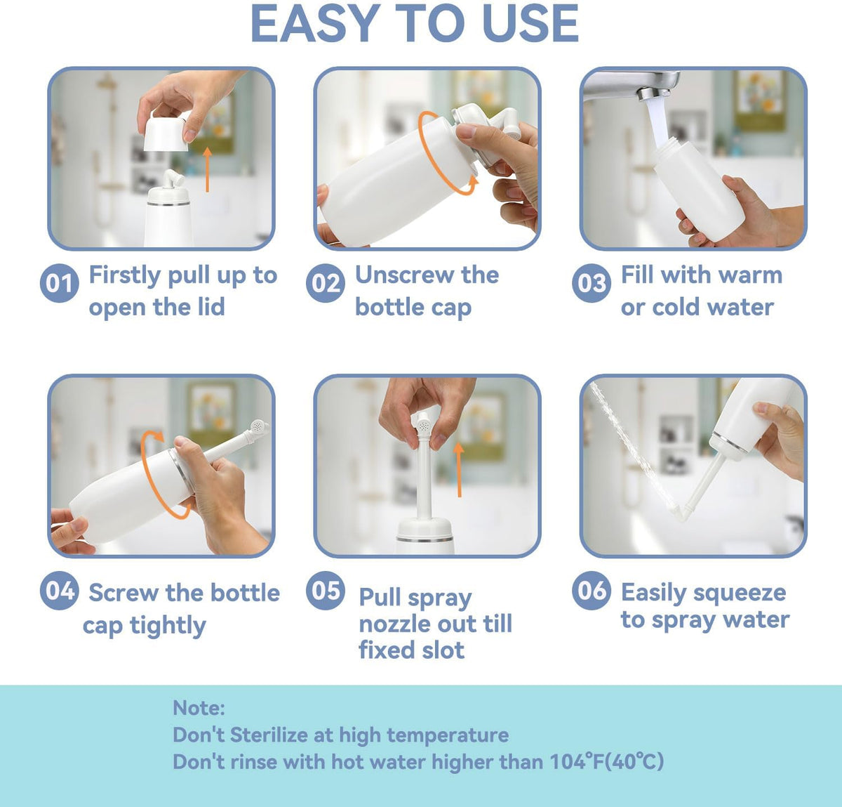 Portable Bidet for Travel Friendly Handheld Personal Peri Bottle 400ml Convenient Leakproof Design