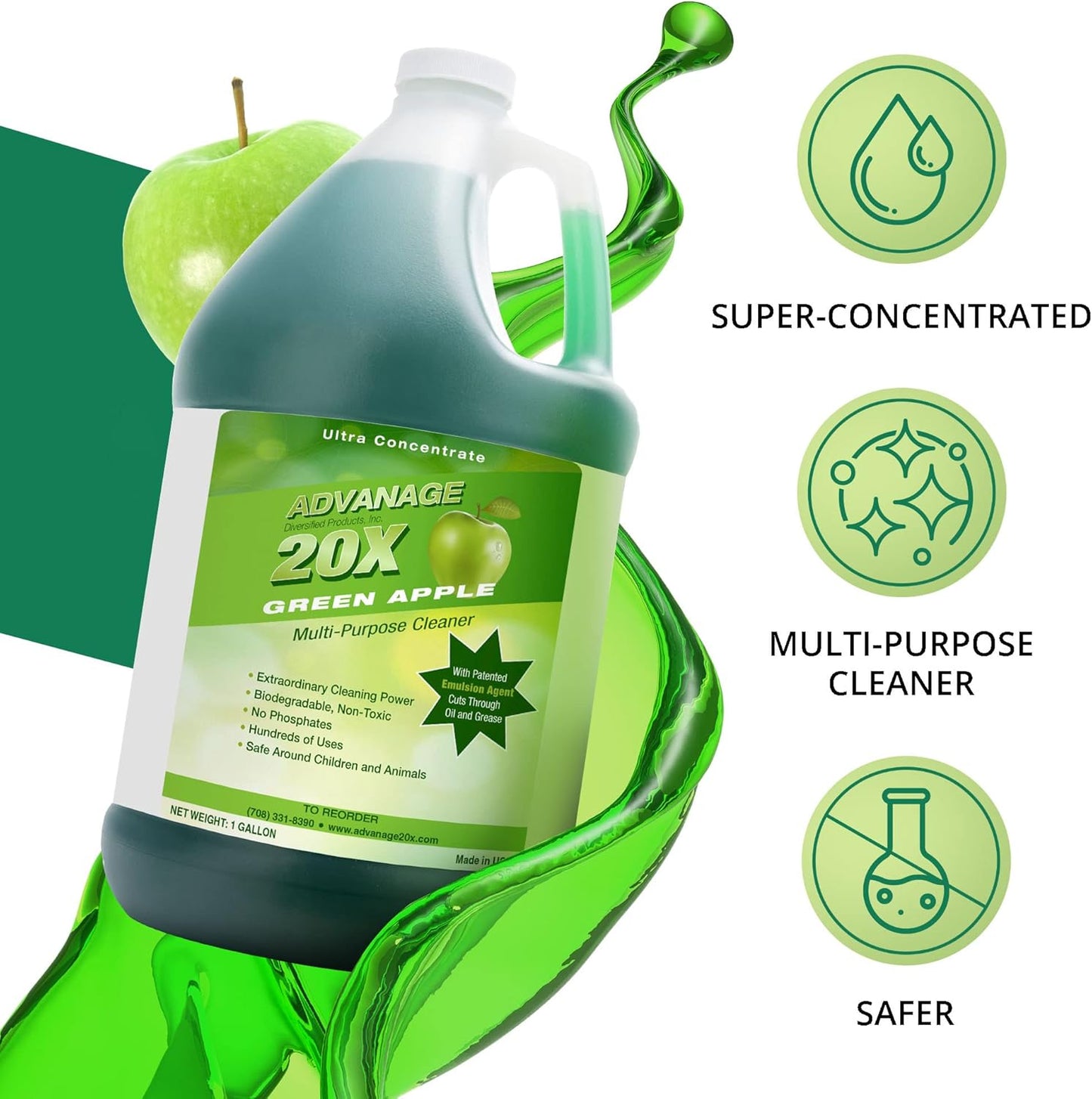 All Purpose Cleaner Concentrate - Advanage 20X The Wonder Cleaner Green Apple for All Surfaces