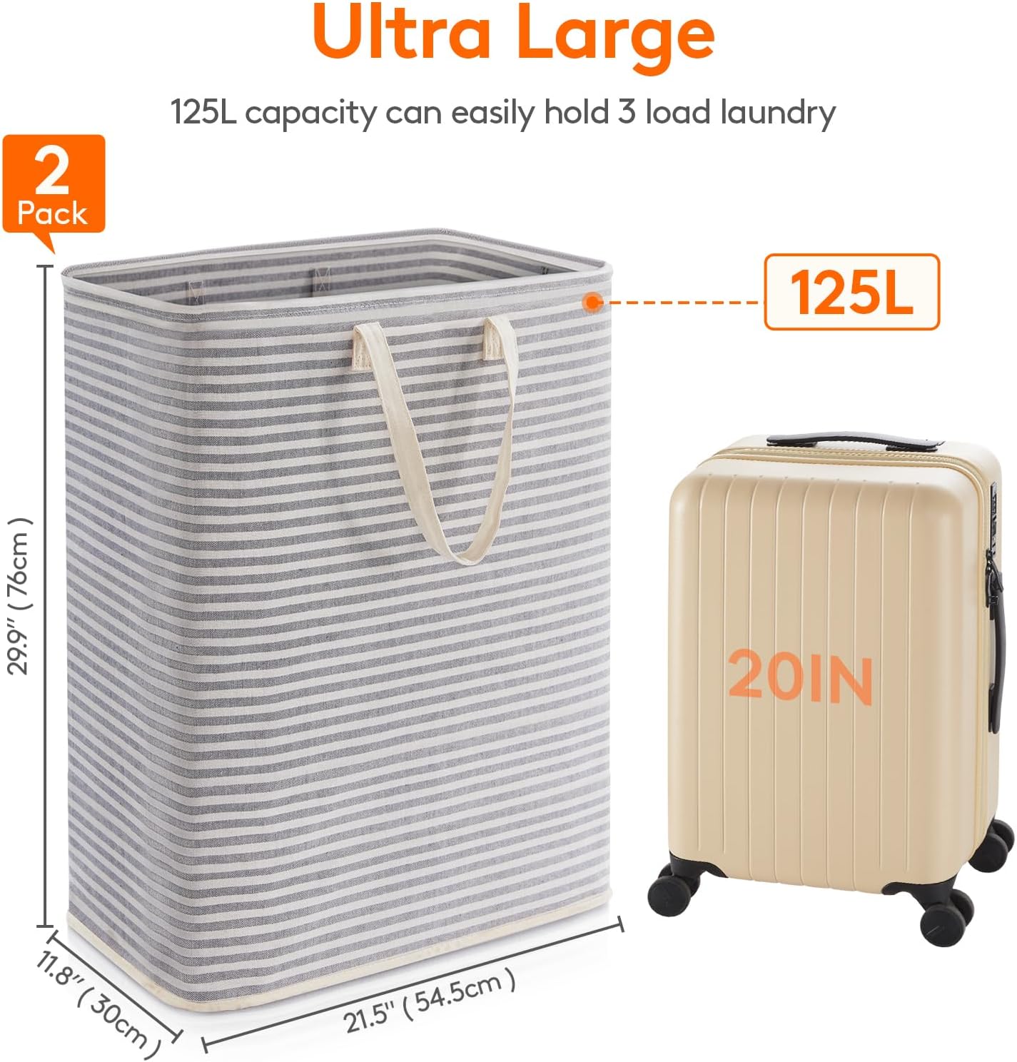 Lifewit 2 Pack Laundry Hamper Large Collapsible Laundry Baskets, Freestanding Waterproof Clothes