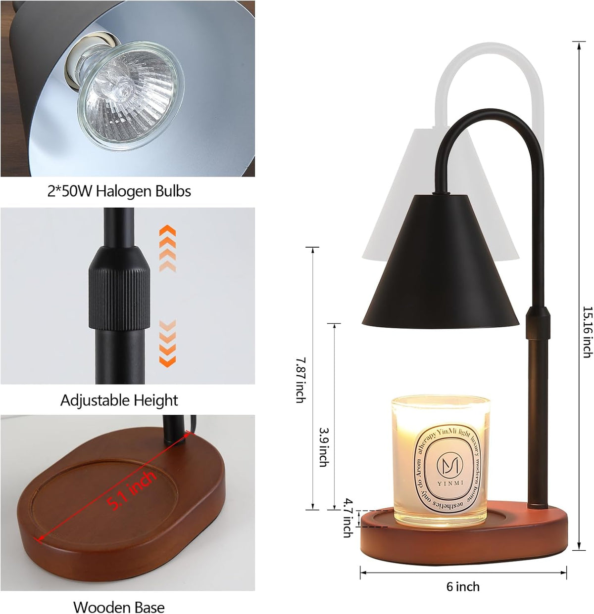 Black Candle Warmer Lamp with Timer and Dimmer,Mother's Day/Birthday/Christmas Gifts for