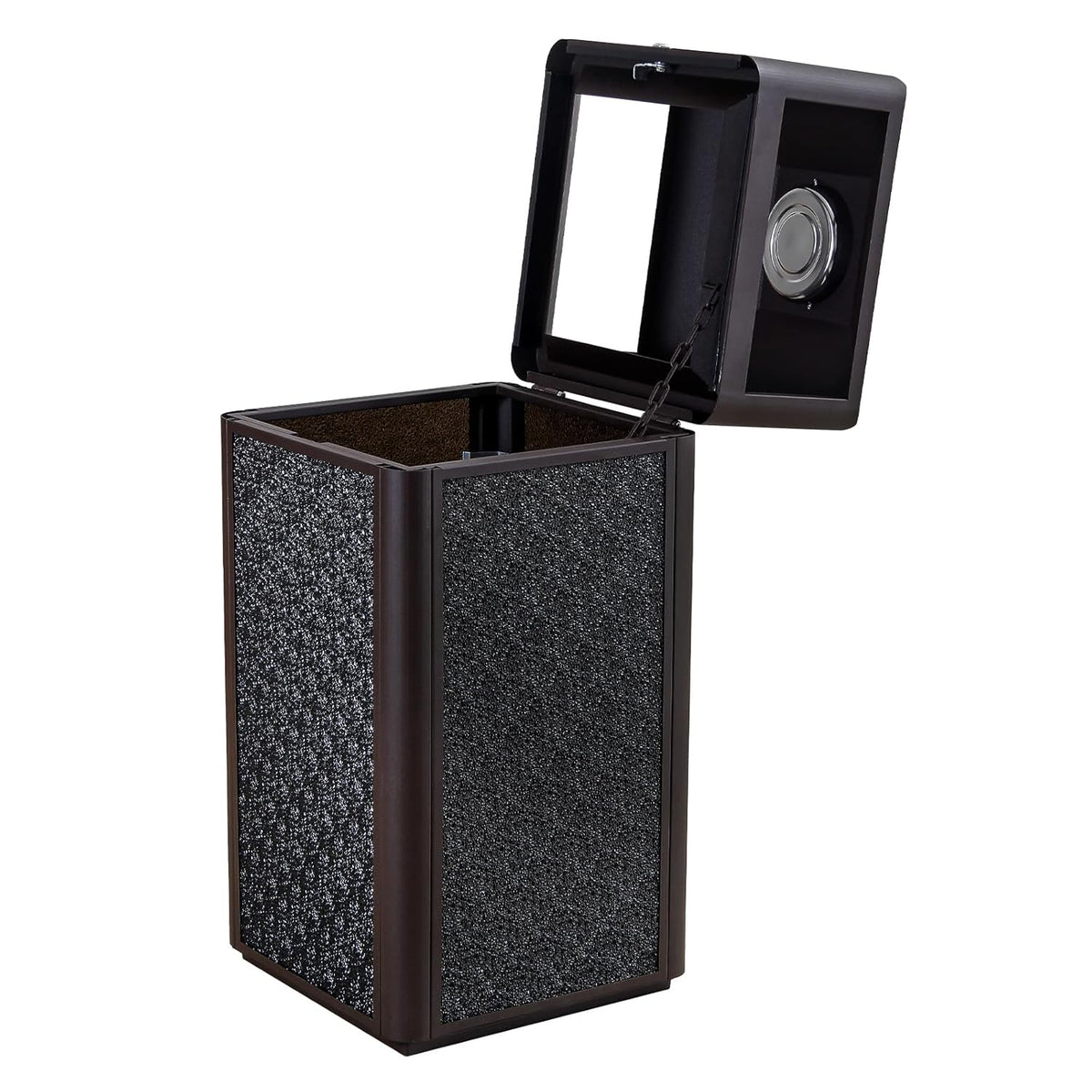 Square Waste Container with Dome Lid | Commercial Outdoor Garbage and Trash Container,Coffee 15