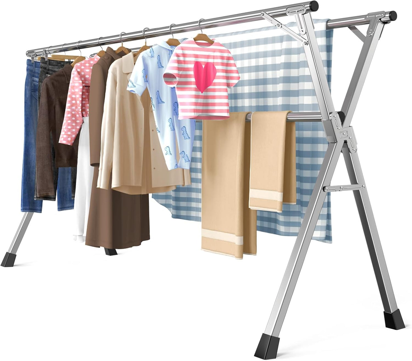79 Inches Heavy - Duty Stainless Steel Folding Clothes Drying Rack - Indoor/Outdoor Use, Anti-Rust