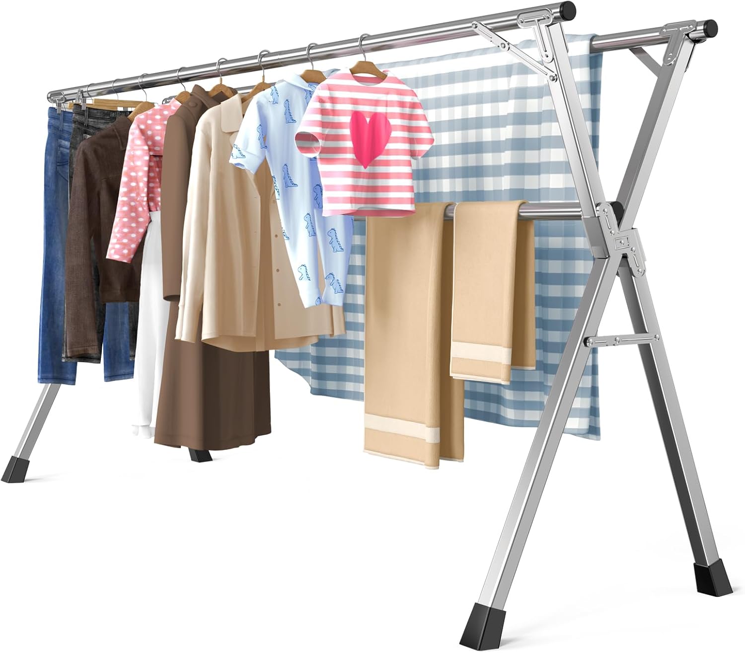79 Inches Heavy - Duty Stainless Steel Folding Clothes Drying Rack - Indoor/Outdoor Use, Anti-Rust
