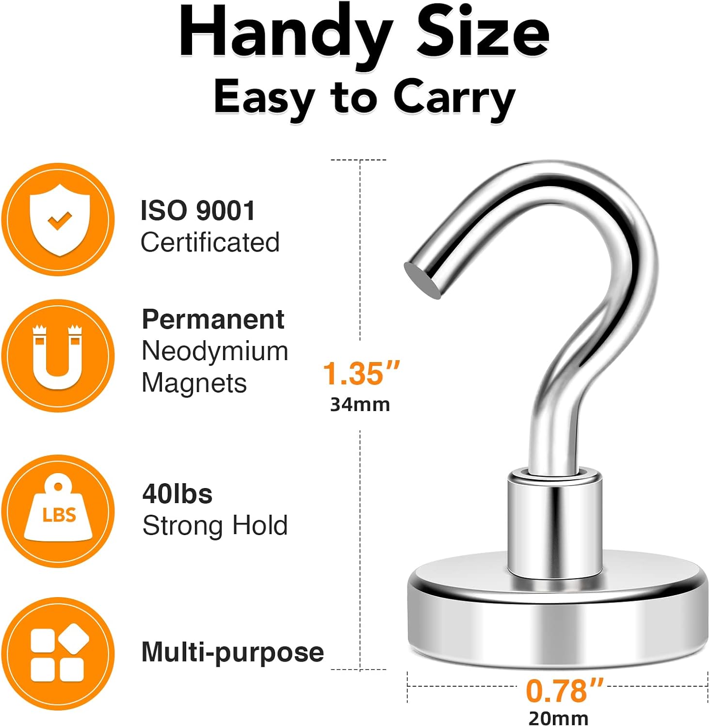 MIKEDE Magnetic Hooks, 40Lbs+ Heavy Duty Magnet Hooks for Cruise Cabins, Super Neodymium Hanging