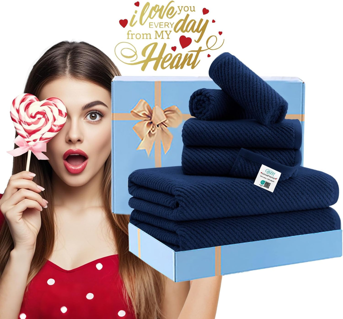VOOVA & MOVAS Bath Towels - 100% Cotton | Quick Dry | Light Weight | Thick | Soft, Towel Set of 6