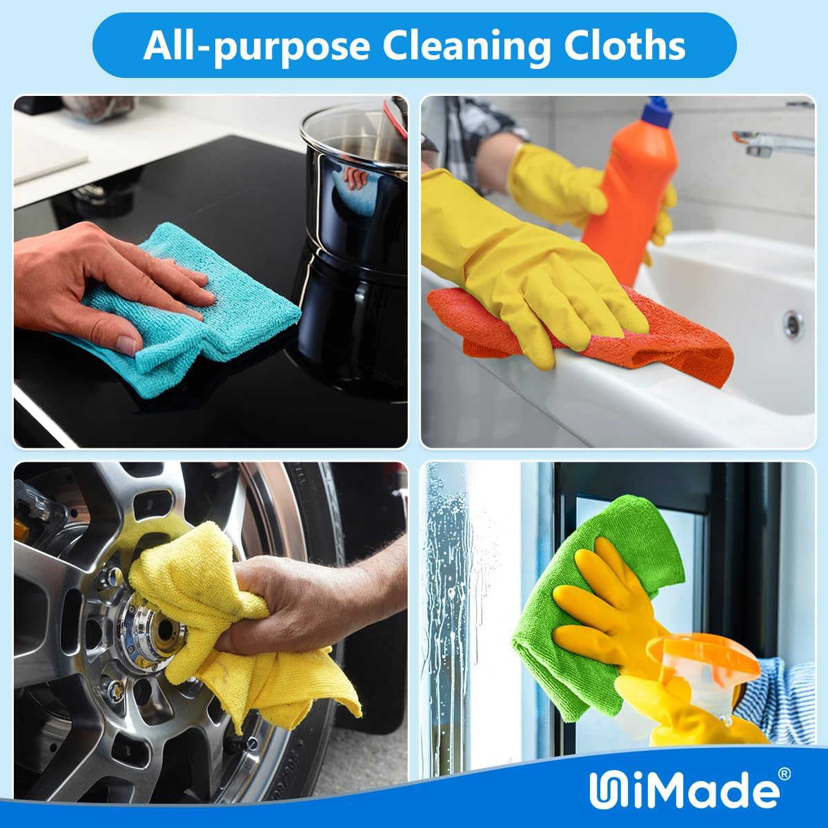Microfiber Cleaning Cloth, 50PK Reusable Shop Rags Bulk Microfiber Cleaning Cloth Lint Free