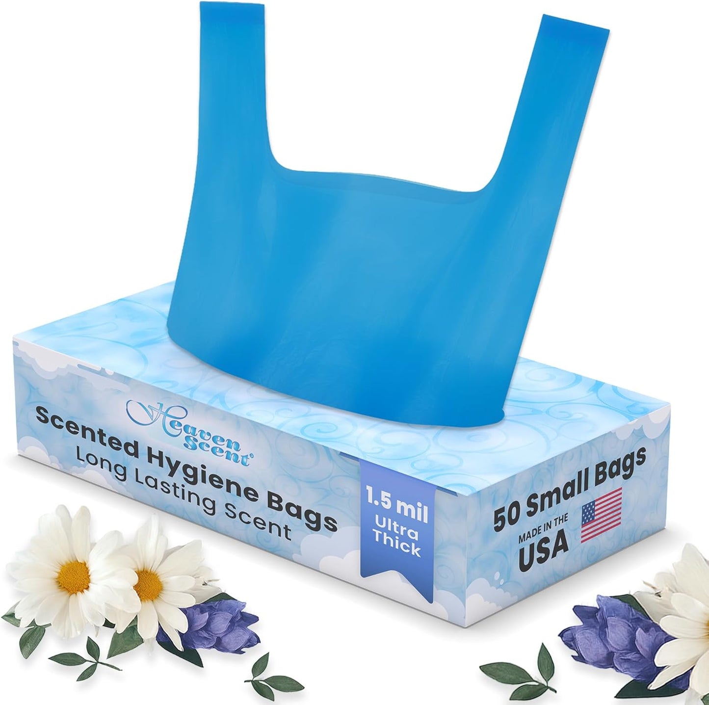 Heaven Scent Hygiene Bags 1.5MIL ULTRA-THICK Discreet Waste Disposal | MADE IN THE USA | Mild Baby