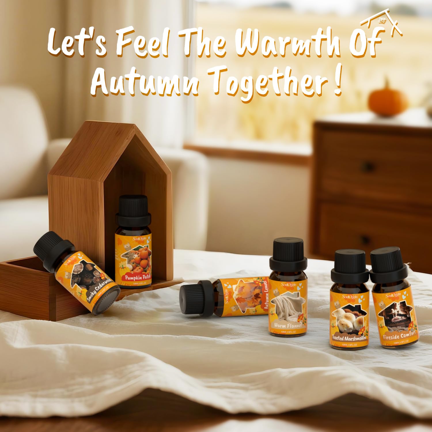Fall Cozy Cabin Fragrance Oils Set, Essential Oil for Diffuser, Use for Soap Candle Making-Smoky