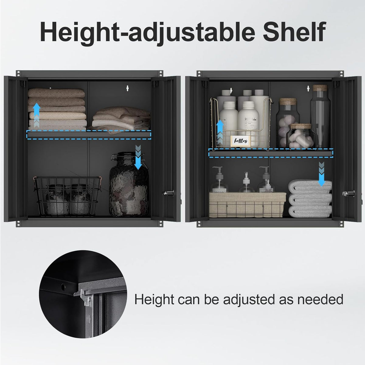 Steel Wall Cabinet, Metal Locking Wall Cabinet, Wall Hanging Metal Cabinet for Garage Tool Storage