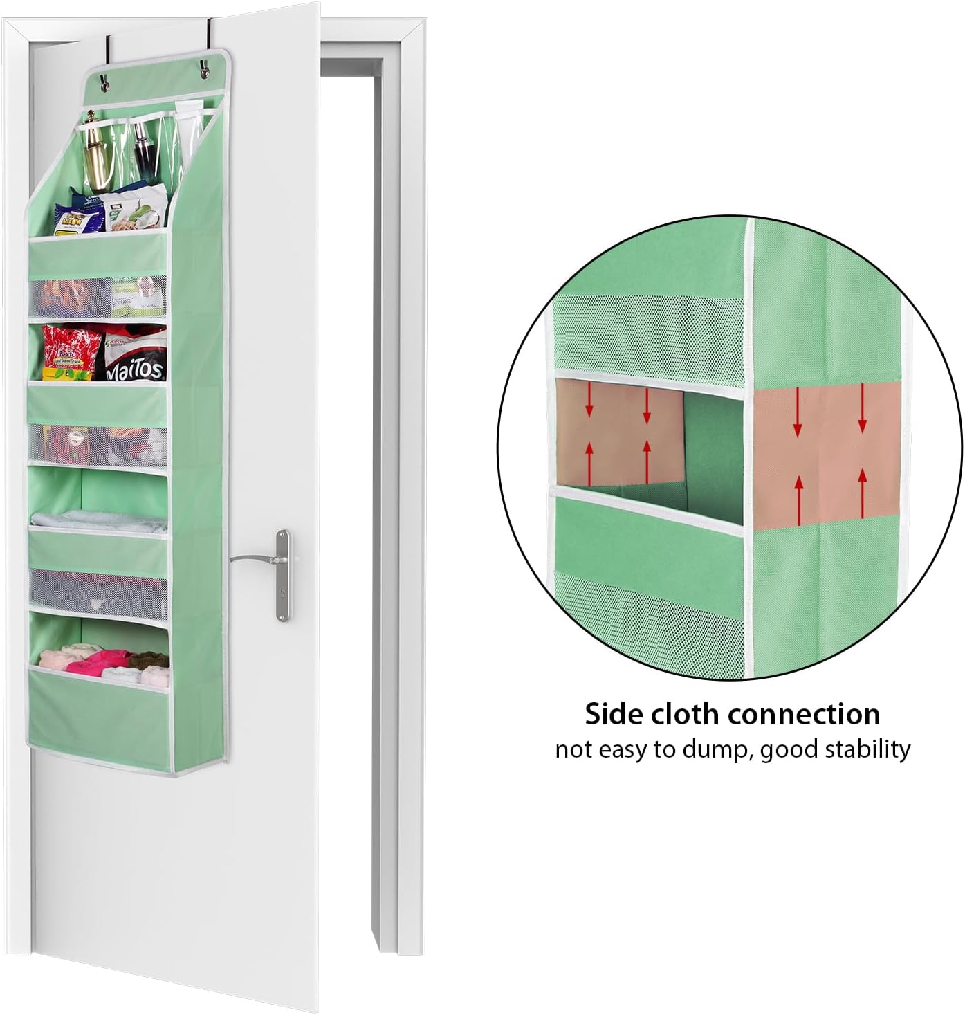 Univivi 5-Shelf Fabric Door Storage Over Door Hanging Organizer with 4 Large Pockets and 3 Small