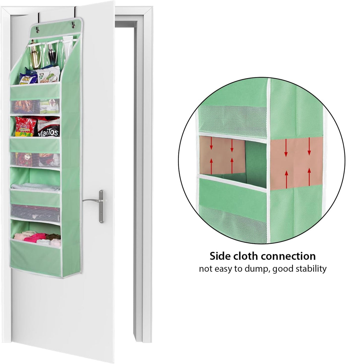 Univivi 5-Shelf Fabric Door Storage Over Door Hanging Organizer with 4 Large Pockets and 3 Small