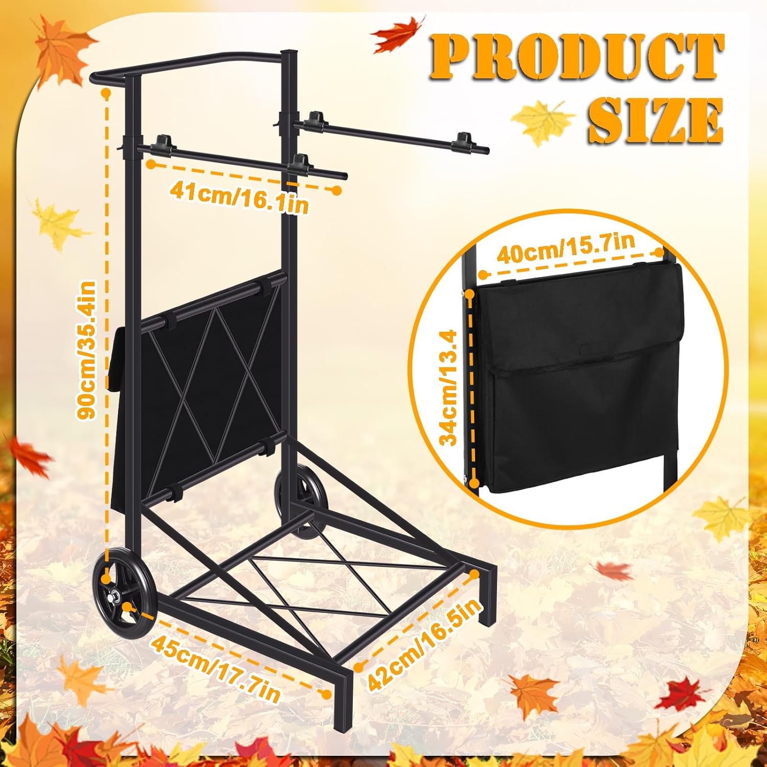 Leaf Bag Holder, Trash Bag Holder Stand, Lawn Bag Holder, Adjustable Outdoor Metal Portable Trash