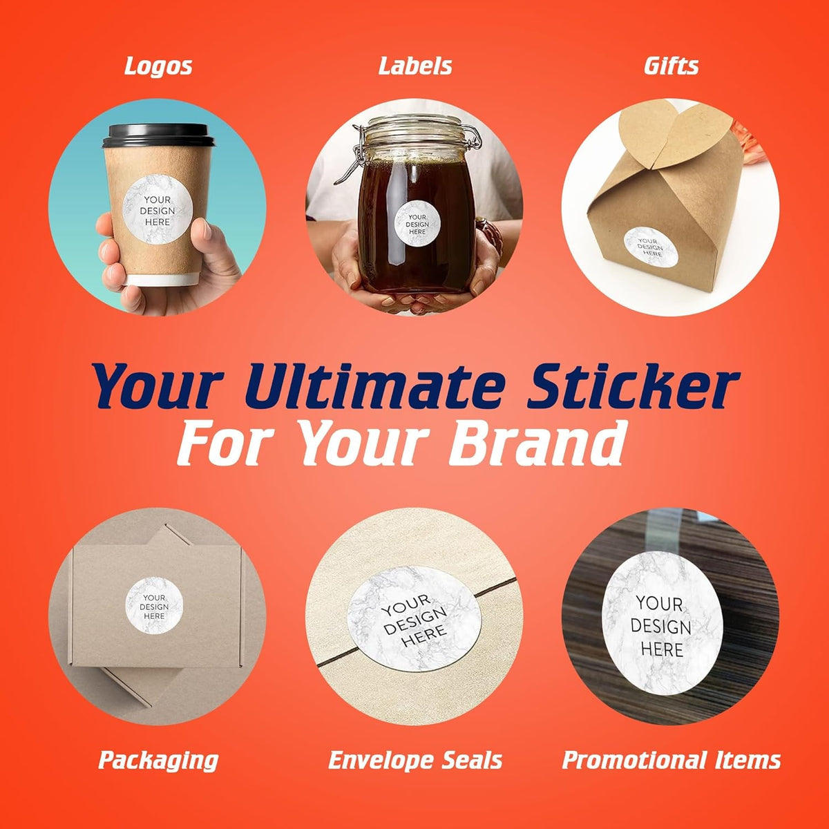 100 Custom Vinyl Stickers - Upload Your own Image, Text, Design, Logo - Personalized Logo Labels