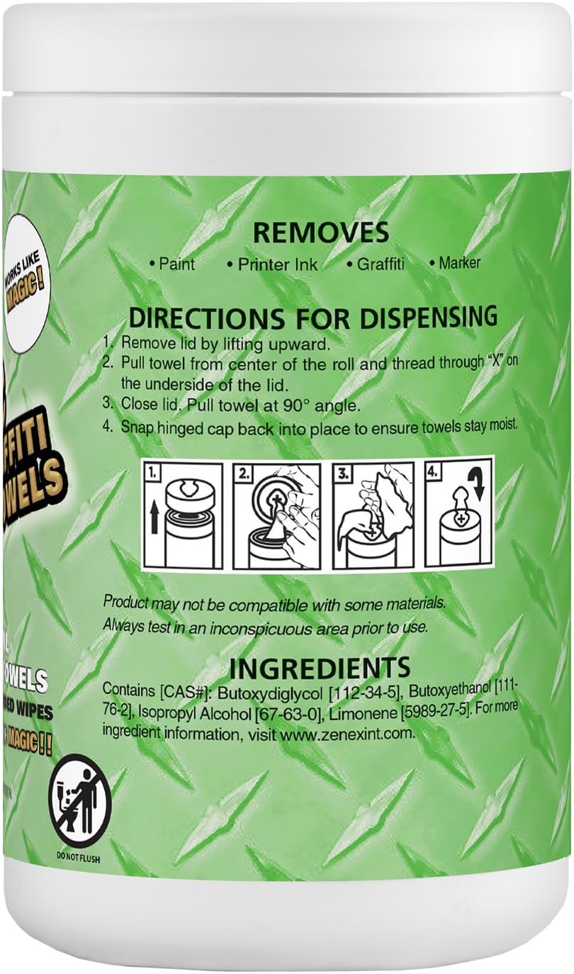 Magic Heavy Duty Paint & Graffiti Removing Wipes - Dual Sided Industrial Cleaning Towels |