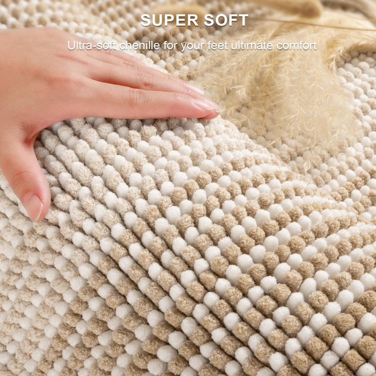 BSICPRO Bathroom Rugs and Mats Sets, 2 Piece Thick Absorbent Chenille Bath Mat Rug Set Non Slip