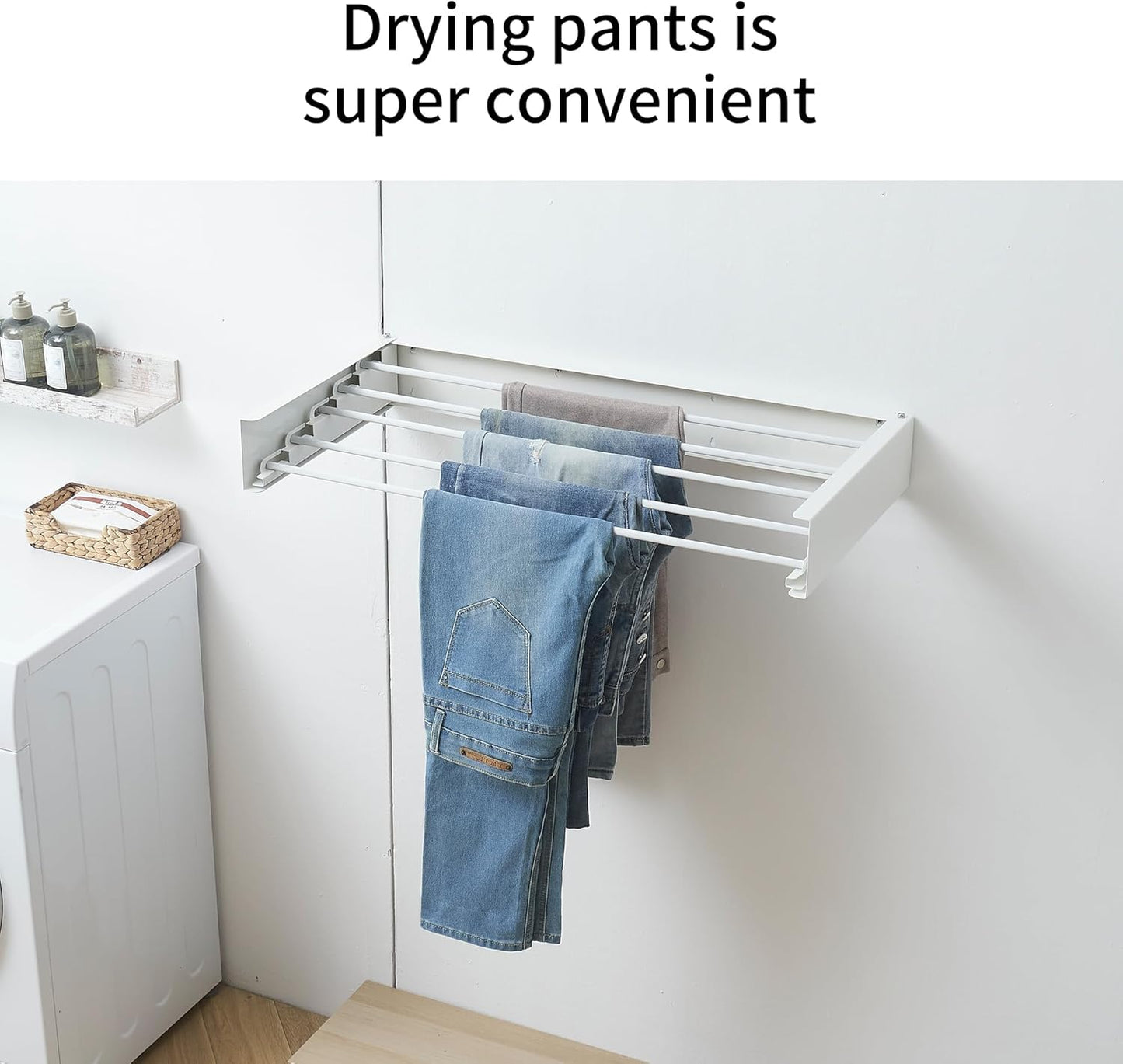 Clothes Drying Rack, Laundry Hanging Rack Collapsible, Wall Mounted Drying Rack for Laundry