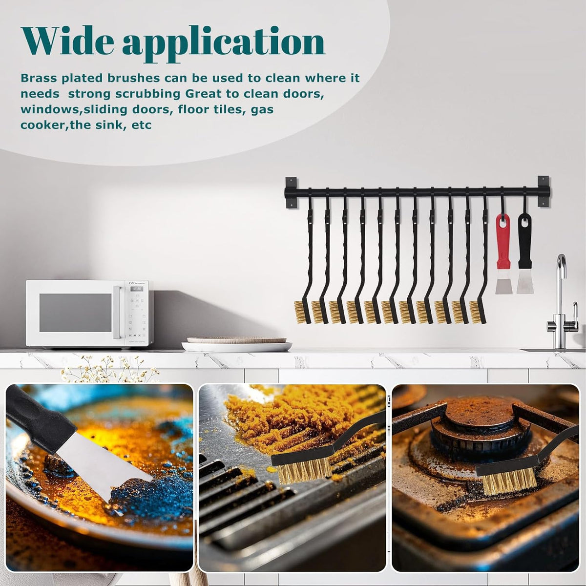 80 Pcs Mini Wire Brush Brass Brush Set, Curved Handle Masonry Brush Wire Brush for Cleaning Welding