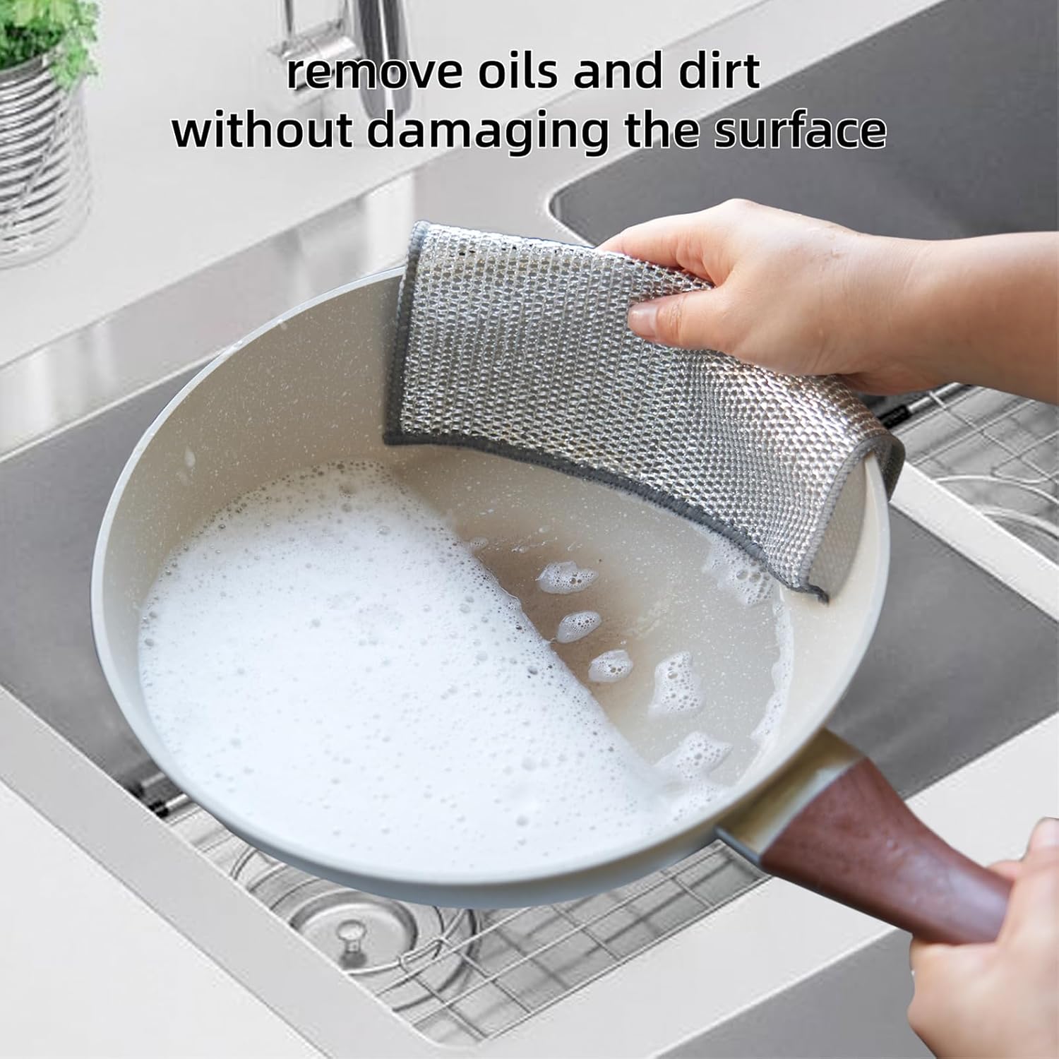 5Pcs Non Scratch Wire Dishcloth, Multipurpose Wire Dishwashing Rags, Steel Metal Wire Cloth Mesh