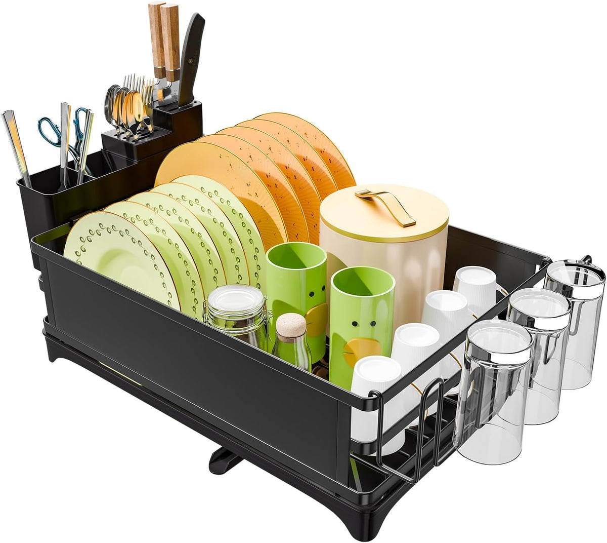 Simple Trending Dish Rack, Steel Dish Drying Rack for Kitchen Counter, Dish Drainer with Cutlery